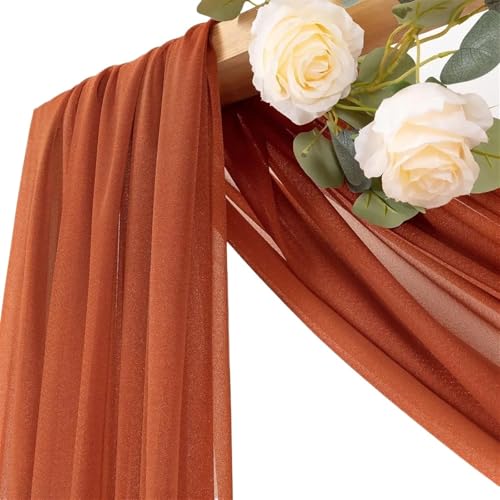 Hochzeit Bogen Drapierung Stoff 6-10 m Hochzeitsbogen-Drapierstoff for Zeremonie, Empfang, Dekorationen, Chiffon, durchsichtige Stoffvorhänge for Party, Bühne, Brautparty(Red,75x1000cm) von XUWEWI