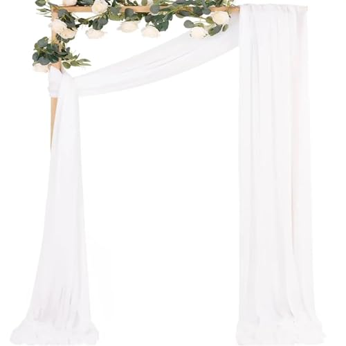 Hochzeit Bogen Drapierung Stoff 6-10 m Hochzeitsbogen-Drapierstoff for Zeremonie, Empfang, Dekorationen, Chiffon, durchsichtige Stoffvorhänge for Party, Bühne, Brautparty(White,75x1000cm) von XUWEWI