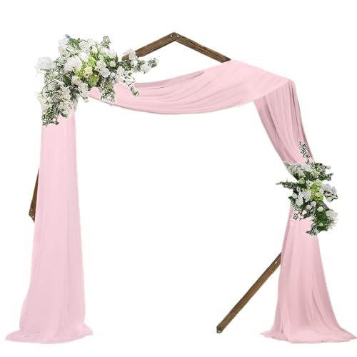 Hochzeit Bogen Drapierung Stoff 6 Meter Hochzeitsbogen Drapierstoff Sheer Chiffon Tüll Vorhang for Hochzeit(Pink) von XUWEWI