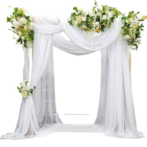 Hochzeit Bogen Drapierung Stoff 6 m Hochzeits-Bogen-Drape, Chiffon, durchsichtiger Stoff, Drapierungsvorhang, Drapierung, Hochzeitszeremonie, Hintergrund, Drapierungsdekorationen(White) von XUWEWI