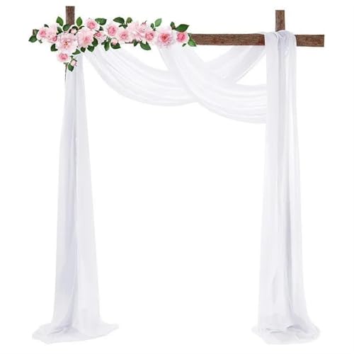 Hochzeit Bogen Drapierung Stoff Chiffon-Hochzeitsbogen-Drapierung for Zeremonie, Empfang, Dekorationen, transparente Stoffvorhänge for Party, Bühne, Brautparty(White,75x800cm) von XUWEWI
