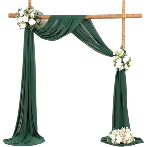 Hochzeit Bogen Drapierung Stoff Hochzeit Bogen Chiffon Drapieren Stoff Vorhänge schiere Hintergrund Vorhang for Zeremonie Party im Freien Dekorationen(Dark green,75x1000cm 1PCS) von XUWEWI