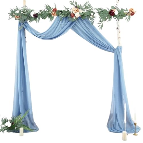 Hochzeit Bogen Drapierung Stoff Hochzeit Bogen Chiffon Drapieren Stoff Vorhänge schiere Hintergrund Vorhang for Zeremonie Party im Freien Dekorationen(Dusty blue,75x600cm 1PCS) von XUWEWI