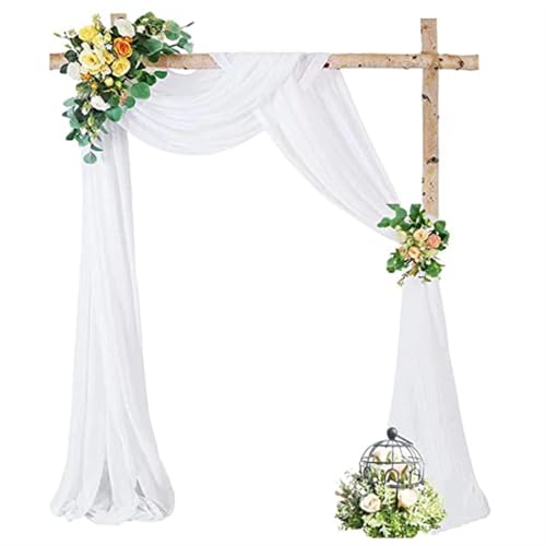 Hochzeit Bogen Drapierung Stoff Hochzeit Bogen Chiffon Drapieren Stoff Vorhänge schiere Hintergrund Vorhang for Zeremonie Party im Freien Dekorationen(White,75x1000cm 1PCS) von XUWEWI
