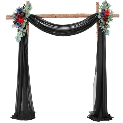 Hochzeit Bogen Drapierung Stoff Hochzeit Bogen Chiffon schiere Vorhänge for Geburtstag Party Hintergrund Dekoration Home Supplies(Black,70x1000CM) von XUWEWI