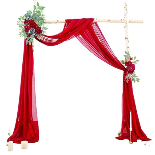 Hochzeit Bogen Drapierung Stoff Hochzeit Bogen Drape Chiffon Stoff Drapierung Vorhang Bühne Hintergrund hängende Dekor Zeremonie Empfang(1pc Red) von XUWEWI