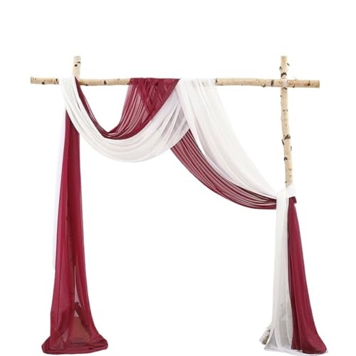 Hochzeit Bogen Drapierung Stoff Hochzeit Bogen Drape Chiffon Stoff Drapierung Vorhang Bühne Hintergrund hängende Dekor Zeremonie Empfang(2pc Red white) von XUWEWI