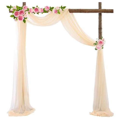 Hochzeit Bogen Drapierung Stoff Hochzeit Bogen Drape Chiffon Stoff Drapierung Vorhang Geburtstag Party Dekor Zeremonie Empfang hängen(Champagne,75x600cm) von XUWEWI