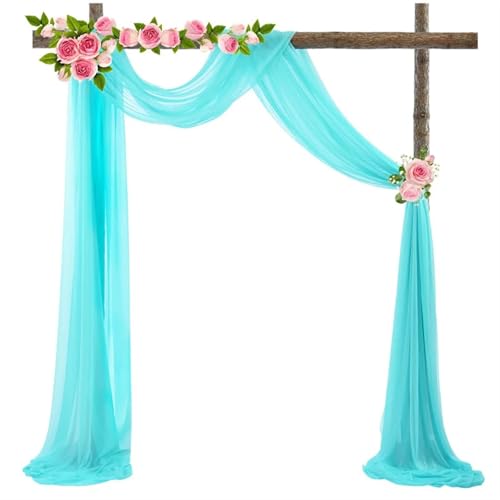 Hochzeit Bogen Drapierung Stoff Hochzeit Bogen Drape Stoff Chiffon Drapierung Hintergrund Vorhang Panels for Zeremonie Empfang Dekor(Blue) von XUWEWI