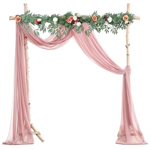 Hochzeit Bogen Drapierung Stoff Hochzeit Bogen Drape Stoff Chiffon Drapierung Hintergrund Vorhang Panels for Zeremonie Empfang Dekor(Pink) von XUWEWI