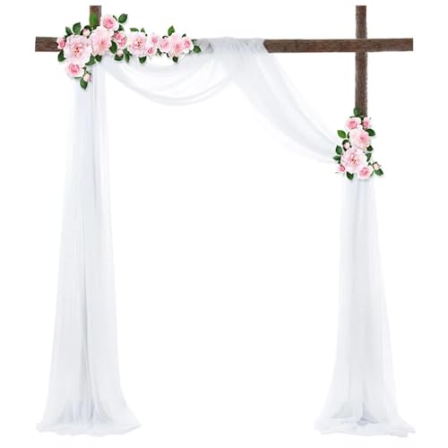 Hochzeit Bogen Drapierung Stoff Hochzeit Bogen Drape Stoff Chiffon Drapierung Hintergrund Vorhang Panels for Zeremonie Empfang Dekor(White) von XUWEWI