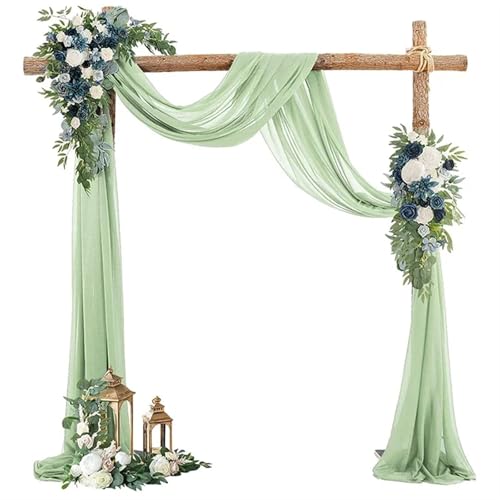 Hochzeit Bogen Drapierung Stoff Hochzeit Bogen Drapieren Chiffon Stoff Vorhang Drapierung Bühne Hintergrund Zeremonie Empfang Hängende Dekoration(Green,300cm) von XUWEWI