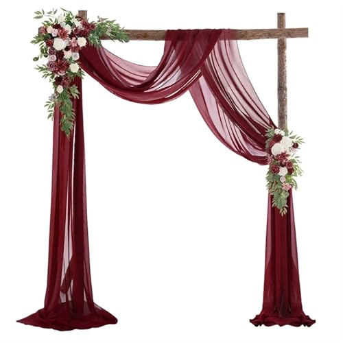 Hochzeit Bogen Drapierung Stoff Hochzeit Bogen Drapieren Chiffon Stoff Vorhang Drapierung Bühne Hintergrund Zeremonie Empfang Hängende Dekoration(Red wine,600cm) von XUWEWI