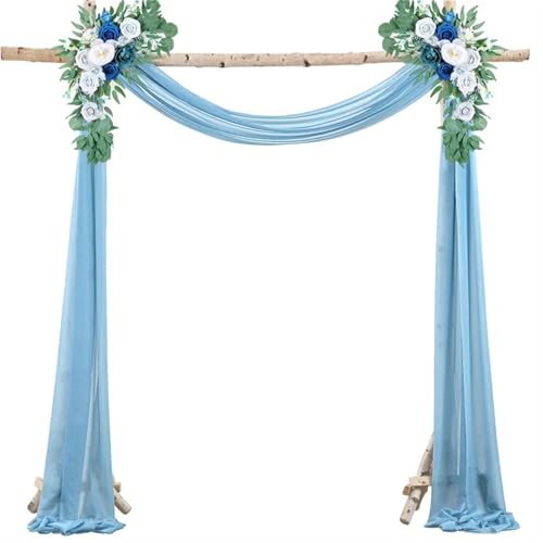 Hochzeit Bogen Drapierung Stoff Hochzeit Bogen Drapieren Dekoration Chiffon schiere Vorhang drapieren Stoff Hintergrund Drapierung Party hängen Dekor(Blue,S 75x300cm) von XUWEWI