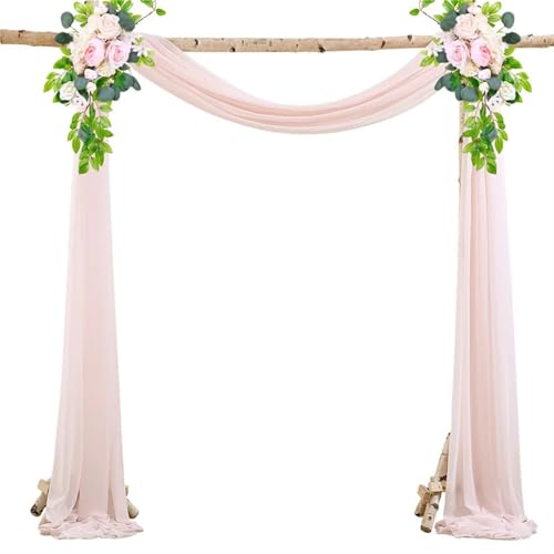 Hochzeit Bogen Drapierung Stoff Hochzeit Bogen Drapieren Dekoration Chiffon schiere Vorhang drapieren Stoff Hintergrund Drapierung Party hängen Dekor(Light pink,L 75x600cm) von XUWEWI
