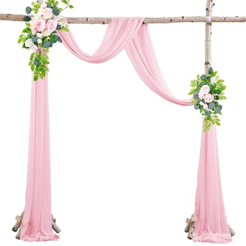 Hochzeit Bogen Drapierung Stoff Hochzeit Bogen Drapieren Dekoration Chiffon schiere Vorhang drapieren Stoff Hintergrund Drapierung Party hängen Dekor(Pink,L 75x600cm) von XUWEWI