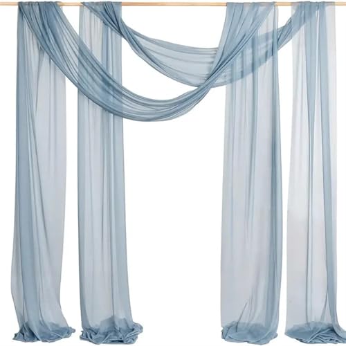 Hochzeit Bogen Drapierung Stoff Hochzeit Drapieren Bogen schiere Material Vorhänge for Hochzeiten Party Tüll Stoff Kulissen Chiffon Dekor(Grayish blue,75X800cm 2pc) von XUWEWI