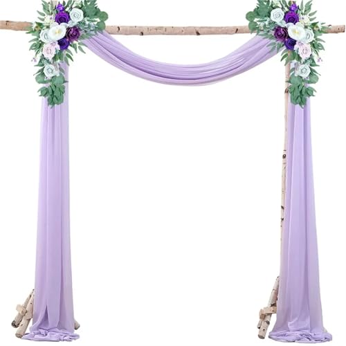 Hochzeit Bogen Drapierung Stoff Hochzeit Drapieren Bogen schiere Material Vorhänge for Hochzeiten Party Tüll Stoff Kulissen Chiffon Dekor(Light purple,75X800cm 2pc) von XUWEWI