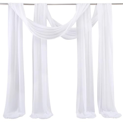 Hochzeit Bogen Drapierung Stoff Hochzeit Drapieren Bogen schiere Material Vorhänge for Hochzeiten Party Tüll Stoff Kulissen Chiffon Dekor(White,75X300cm 2pc) von XUWEWI