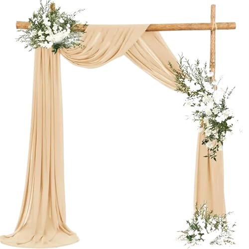 Hochzeit Bogen Drapierung Stoff Hochzeitsbogen-Chiffon-Vorhänge, Hochzeitsbogen-Vorhänge, transparenter Hintergrundvorhang for Hochzeitszeremonie, Party-Dekoration(Apricot,2pcs 70x600cm) von XUWEWI
