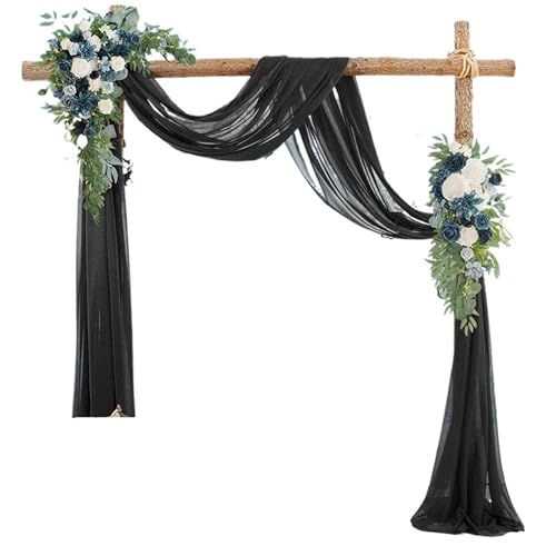 Hochzeit Bogen Drapierung Stoff Hochzeitsbogen-Chiffon-Vorhänge, Hochzeitsbogen-Vorhänge, transparenter Hintergrundvorhang for Hochzeitszeremonie, Party-Dekoration(Black,2pcs 70X1000cm) von XUWEWI