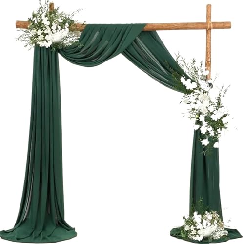 Hochzeit Bogen Drapierung Stoff Hochzeitsbogen-Chiffon-Vorhänge, Hochzeitsbogen-Vorhänge, transparenter Hintergrundvorhang for Hochzeitszeremonie, Party-Dekoration(Dark green,2pcs 70X1000cm) von XUWEWI