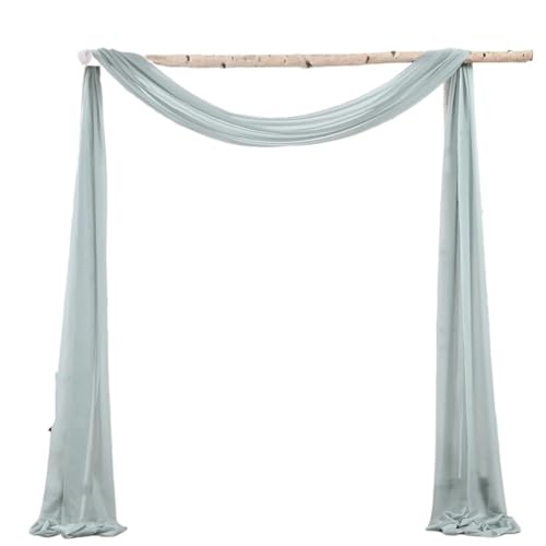 Hochzeit Bogen Drapierung Stoff Hochzeitsbogen-Chiffon-Vorhänge, Hochzeitsbogen-Vorhänge, transparenter Hintergrundvorhang for Hochzeitszeremonie, Party-Dekoration(Grey blue,2pcs 70X800cm) von XUWEWI