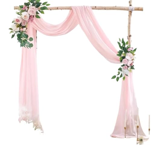 Hochzeit Bogen Drapierung Stoff Hochzeitsbogen-Chiffon-Vorhänge, Hochzeitsbogen-Vorhänge, transparenter Hintergrundvorhang for Hochzeitszeremonie, Party-Dekoration(Light Pink,2pcs 70X1000cm) von XUWEWI