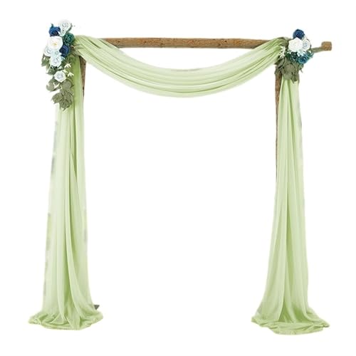 Hochzeit Bogen Drapierung Stoff Hochzeitsbogen-Chiffon-Vorhänge, Hochzeitsbogen-Vorhänge, transparenter Hintergrundvorhang for Hochzeitszeremonie, Party-Dekoration(Pea green,2pcs 70X800cm) von XUWEWI