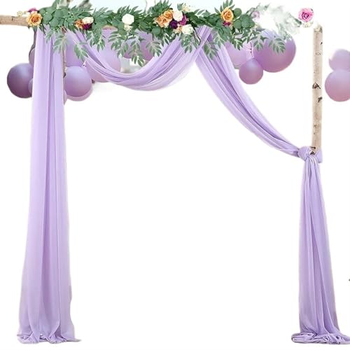 Hochzeit Bogen Drapierung Stoff Hochzeitsbogen-Chiffon-Vorhänge, Hochzeitsbogen-Vorhänge, transparenter Hintergrundvorhang for Hochzeitszeremonie, Party-Dekoration(Purple,2pcs 70x400cm) von XUWEWI