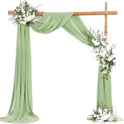 Hochzeit Bogen Drapierung Stoff Hochzeitsbogen-Chiffon-Vorhänge, Hochzeitsbogen-Vorhänge, transparenter Hintergrundvorhang for Hochzeitszeremonie, Party-Dekoration(Sage Green,2pcs 70x300cm) von XUWEWI