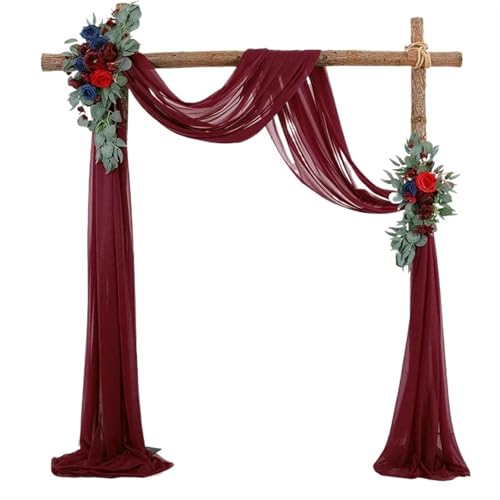 Hochzeit Bogen Drapierung Stoff Hochzeitsbogen-Chiffon-Vorhänge, Hochzeitsbogen-Vorhänge, transparenter Hintergrundvorhang for Hochzeitszeremonie, Party-Dekoration(Wine red,2pcs 70X800cm) von XUWEWI