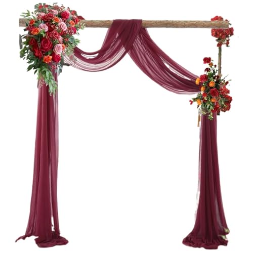 Hochzeit Bogen Drapierung Stoff Hochzeitsbogen-Drapierstoff, Chiffon-Stoff, Party-Deckenvorhänge, Torbogen-Vorhänge for Hochzeit(Burgundy,70x600cm) von XUWEWI