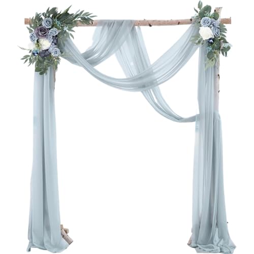 Hochzeit Bogen Drapierung Stoff Hochzeitsbogen-Drapierstoff, Chiffon-Stoff, Party-Deckenvorhänge, Torbogen-Vorhänge for Hochzeit(Grayish blue,70x800cm) von XUWEWI