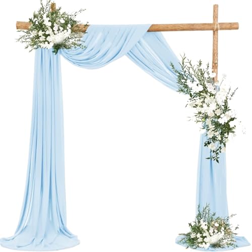 Hochzeit Bogen Drapierung Stoff Hochzeitsbogen-Drapierstoff, Chiffon-Stoff, Party-Deckenvorhänge, Torbogen-Vorhänge for Hochzeit(Sky blue,70x800cm) von XUWEWI