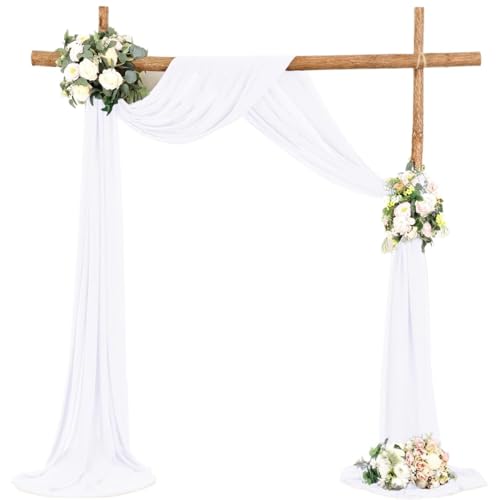 Hochzeit Bogen Drapierung Stoff Hochzeitsbogen-Drapierstoff, Chiffon-Stoff, Party-Deckenvorhänge, Torbogen-Vorhänge for Hochzeit(White,70x800cm) von XUWEWI