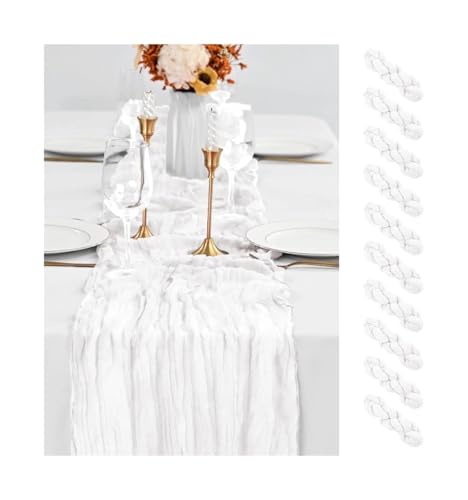Tischläufer Gaze 10 Stück Cheesecloth Tischläufer, Gaze Stoff Rustikal Sheer for Hochzeit Braut Dusche Party Bankett(Color 4) von XUWEWI