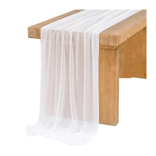Tischläufer Gaze 2 stücke Semi-Sheer Tisch Läufer Chiffon Einstellung Esszimmer Vintage Hochzeit Party Bankette Bögen Kuchen Dekor(Color 2,75x300cm) von XUWEWI