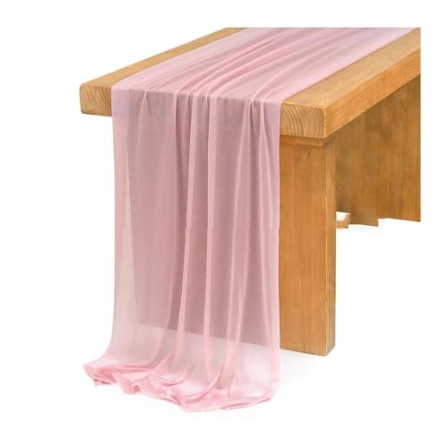 Tischläufer Gaze 2 stücke Semi-Sheer Tisch Läufer Chiffon Einstellung Esszimmer Vintage Hochzeit Party Bankette Bögen Kuchen Dekor(Color 3,75x300cm) von XUWEWI