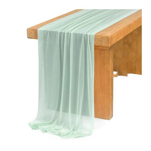 Tischläufer Gaze 2 stücke Semi-Sheer Tisch Läufer Chiffon Einstellung Esszimmer Vintage Hochzeit Party Bankette Bögen Kuchen Dekor(Color 8,75x300cm) von XUWEWI