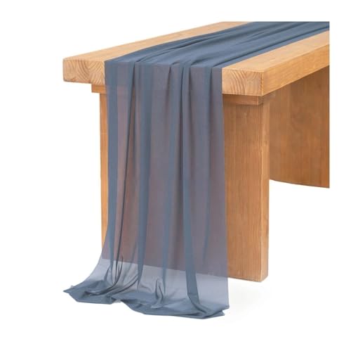 Tischläufer Gaze 2 stücke Semi-Sheer Tisch Läufer Chiffon Einstellung Esszimmer Vintage Hochzeit Party Bankette Bögen Kuchen Dekor(Color 9,75x300cm) von XUWEWI