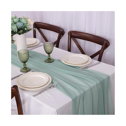 Tischläufer Gaze 2 stücke Sheer Chiffon Wie Tisch Läufer for Hochzeit Empfang Rustikalen Party Braut Dusche Einstellung Dekorationen(Color 2,75x300CM) von XUWEWI