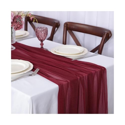 Tischläufer Gaze 2 stücke Sheer Chiffon Wie Tisch Läufer for Hochzeit Empfang Rustikalen Party Braut Dusche Einstellung Dekorationen(Color 2,75x400CM) von XUWEWI
