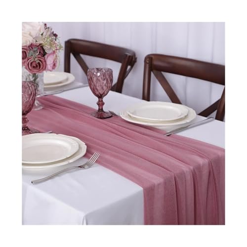 Tischläufer Gaze 2 stücke Sheer Chiffon Wie Tisch Läufer for Hochzeit Empfang Rustikalen Party Braut Dusche Einstellung Dekorationen(Color 4,75x300CM) von XUWEWI