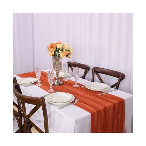Tischläufer Gaze 2 stücke Sheer Chiffon Wie Tisch Läufer for Hochzeit Empfang Rustikalen Party Braut Dusche Einstellung Dekorationen(Color 5,75x300CM) von XUWEWI