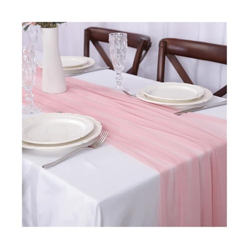 Tischläufer Gaze 2 stücke Sheer Chiffon Wie Tisch Läufer for Hochzeit Empfang Rustikalen Party Braut Dusche Einstellung Dekorationen(Color 5,75x400CM) von XUWEWI