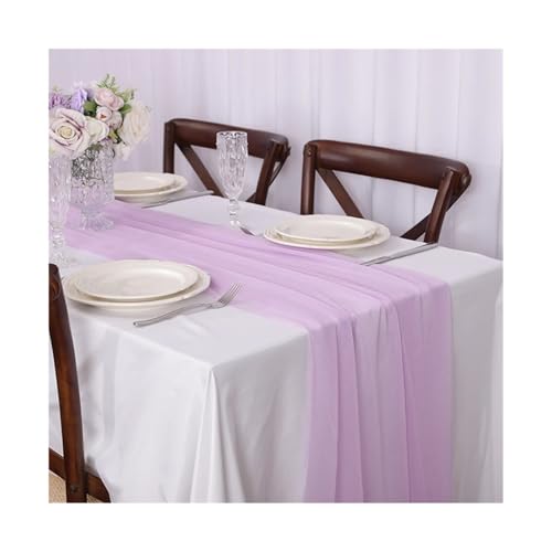 Tischläufer Gaze 2 stücke Sheer Chiffon Wie Tisch Läufer for Hochzeit Empfang Rustikalen Party Braut Dusche Einstellung Dekorationen(Color 8,75x400CM) von XUWEWI