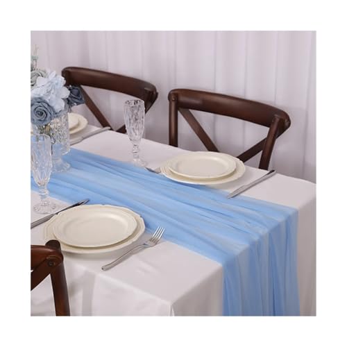 Tischläufer Gaze 2 stücke Sheer Chiffon Wie Tisch Läufer for Hochzeit Empfang Rustikalen Party Braut Dusche Einstellung Dekorationen(Color 9,75x400CM) von XUWEWI