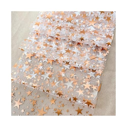 Tischläufer Gaze 2 stücke Stern Glitter Metallic Tisch Läufer Tücher Dünne Mesh Tabletop Rolle for Home Party Abendessen(Rose Gold,28cmx500cm) von XUWEWI