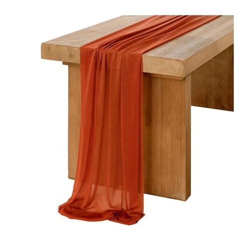 Tischläufer Gaze 2 stücke Tisch Läufer Chiffon Einstellung Semi-Sheer Esszimmer Vintage Hochzeit Party Bankette Bögen Kuchen Dekor(Color 10,75x300cm) von XUWEWI